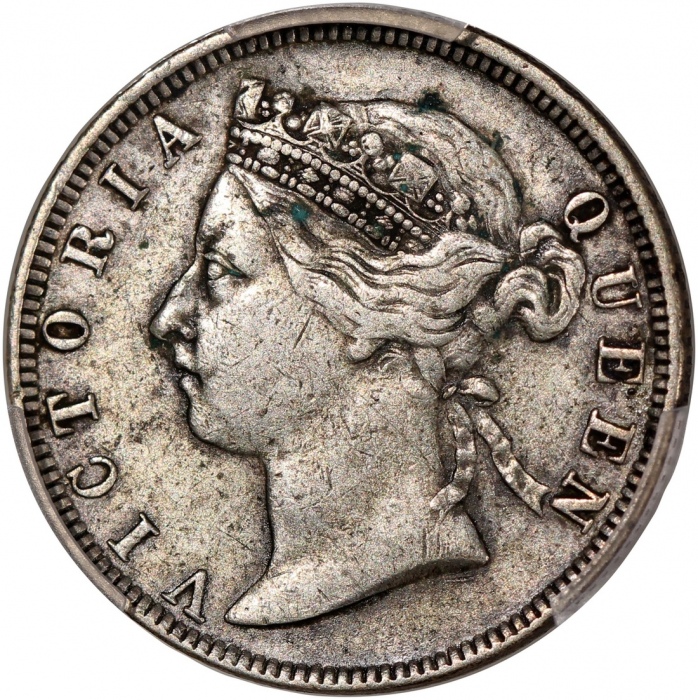  1883-H，1883及1884年香港维多利亚二毫一组3枚，分别评PCGS F Detail (经工具处理)，XF Detail (有清洗)及 XF Detail (有清洗)，#46484214，#4