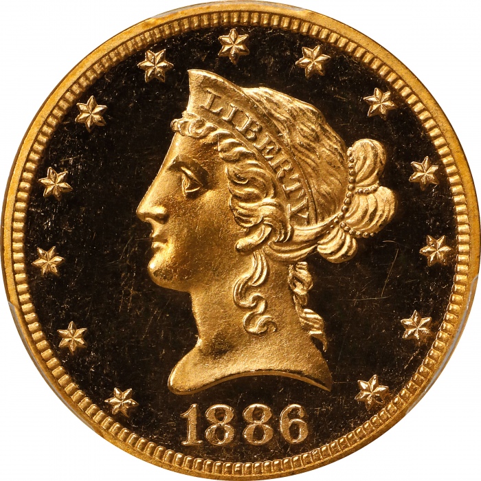 1886年自由像鹰金币 PCGS Proof 66+ 1886 Liberty Head Eagle