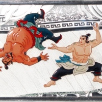  2011年中国水滸传第三组彩色50元精铸银币，重5安士，NGC PF69 Ultra Cameo, cert. #6469730-008，附原盒及证书，发行12,000枚