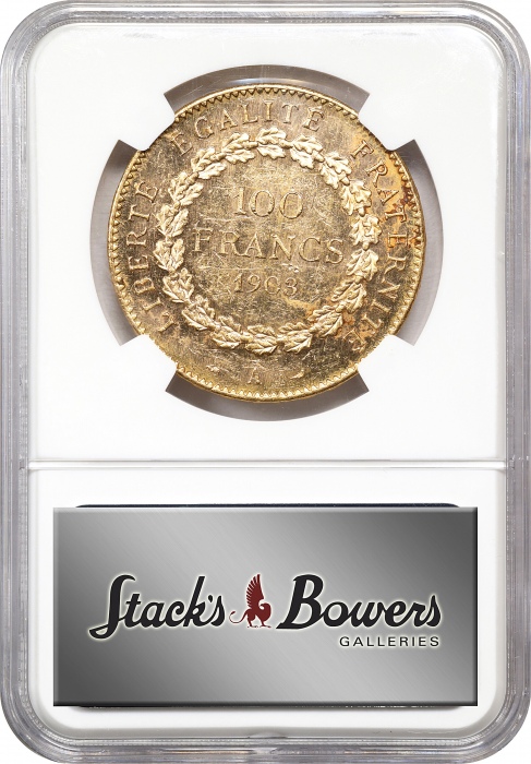  1930年法国100法郎金币 NGC MS 60 FRANCE. 100 Francs