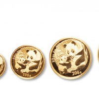  2005年熊猫纪念金币1盎司等一组5枚 完未流通