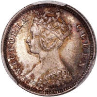  1883年香港维多利亚一毫，平顶3版，PCGS MS64，#46484239，高分美品，PCGS纪录中只得6枚获更高评分