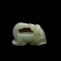  清白玉人物合家欢喜花片 