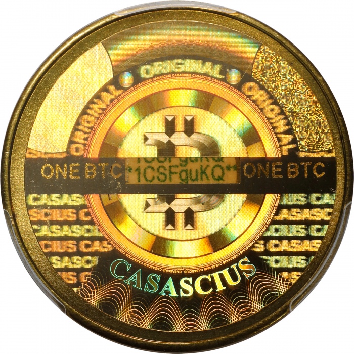  2012年1BT币 PCGS MS 66 2012 Casascius 1 Bitcoin
