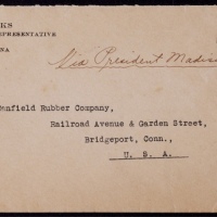  1932年上海寄美国船邮封，贴北京一版帆船5分、农获图20分各一枚