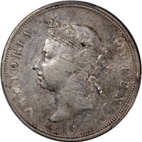  1891-H香港维多利亚半圆，发行量70000枚，PCGS XF Detail (有划痕)，#46484251