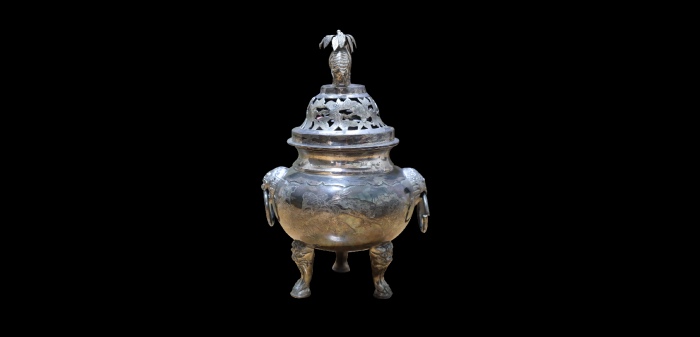  明铜制手炉张鸣岐款 闻德评级