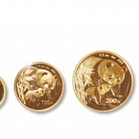  2004年熊猫纪念金币1盎司等一组5枚 完未流通