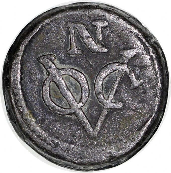  1796年荷属东印度爪哇紧急发行1兑锡币，VF Netherlands East Indies, Java, emergency tin duit, 1796, (KM-179, Scholten 4