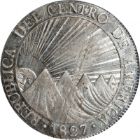  1827-NG危地马拉8雷亚尔 PCGS MS 62 GUATEMALA. Central American Republic. 8 Reales