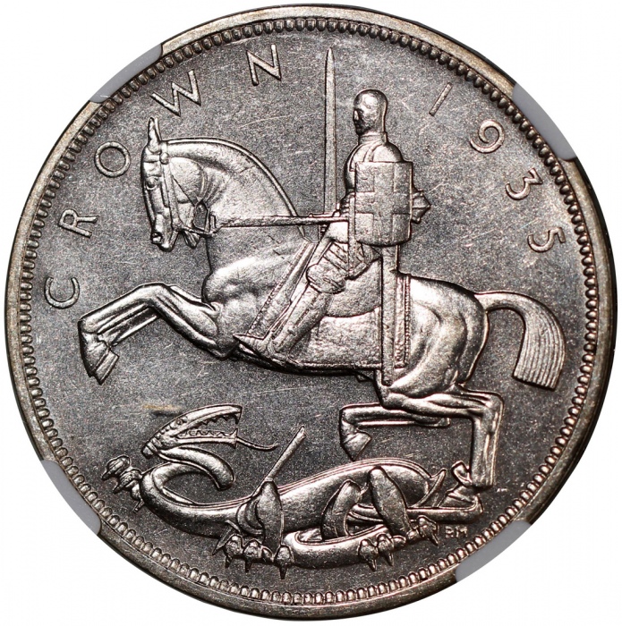  1935年英国克朗银币样币，佐治五世加冕二十五週年纪念，NGC SP63，#6382808-008 Great Britain, silver crown pattern, 1935, commemo