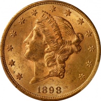  1898年自由像双鹰金币 PCGS MS 62 Liberty Head Double Eagle