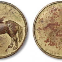  民国天津立马二十文型代用币 PCGS UNC Details