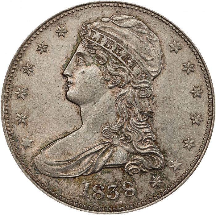  1838年带帽女神半美元 PCGS MS 64+ 1838 Capped Bust Half Dollar
