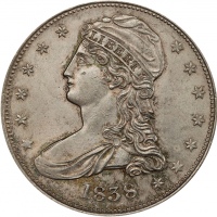  1838年带帽女神半美元 PCGS MS 64+ 1838 Capped Bust Half Dollar