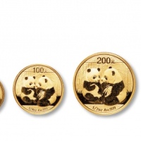  2009年熊猫纪念金币1盎司等一组5枚 完未流通