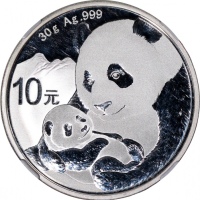  2019年中国熊猫10元银币，首日发行版，NGC特别标籤MS70，#4803119-078