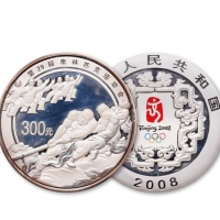 2008年第29届奥林匹克运动会(第3组)纪念彩色银币1公斤拔河太极拳 完未流通