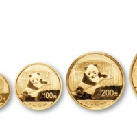  2014年熊猫纪念金币一组5枚 完未流通