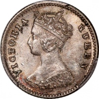  1881年香港维多利亚一毫，PCGS MS62，#46484367，属此版别中较佳品相，PCGS纪录中仅得3枚获更高评分，藏家不容错过之入手良机!