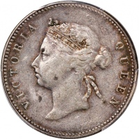  1893年香港维多利亚半圆，细圈版，PCGS XF40，#46484249，自币边起渐带轻微包浆，美品