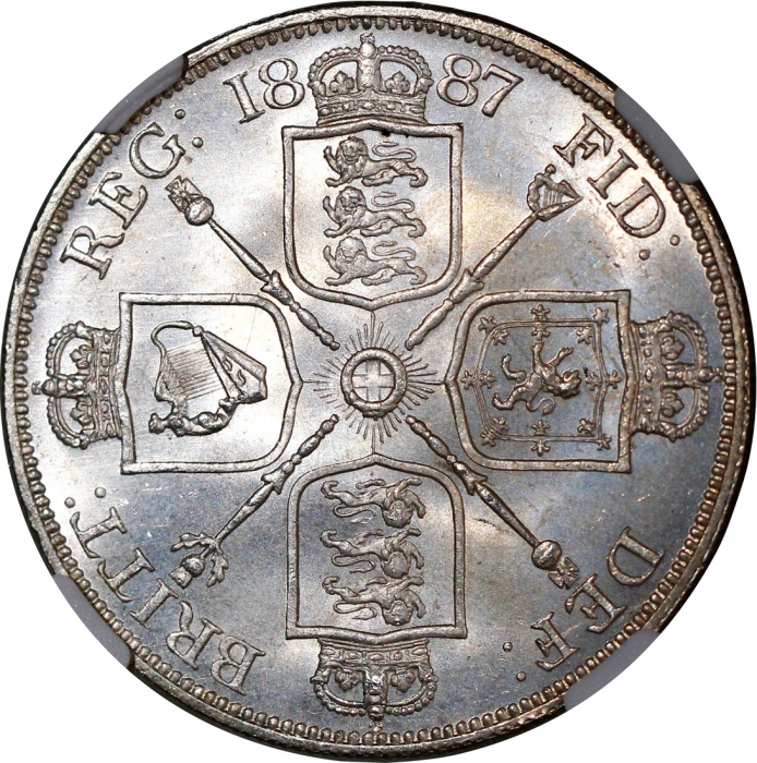  英国1751年6便士及1887年2弗罗林，NGC AU Details有清洗及MS64，#6478563-008及#6478563-011 Great Britain, a pair of 6 pen