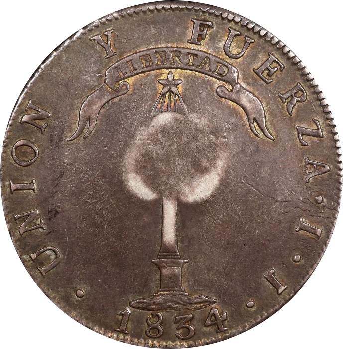  1834年菲律宾智利比索 NGC AU 55 PHILIPPINES. Philippines - Chile. Peso