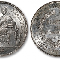  法属安南1913年自由女神坐像1比塞塔银币一枚，打制规范深峻，图案立体饱满，细节清晰，底版平整，原色旋转银光，丝滑闪亮，少见之上佳品相，金盾PCGS MS62（87564422）