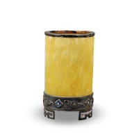  清民“五福临门”镶银玉制笔筒一件，玉质莹润，图案立体饱满，刻工精美，五彩包浆，银光闪亮，保存完好，敬请现场预览