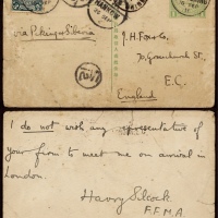  清四次邮资片1911年重庆寄英国，加贴蟠龙3分一枚，计符国际明信片邮资4分