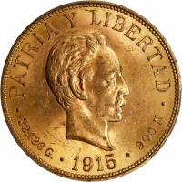  1915年古巴20比索 PCGS MS 63 CUBA. 20 Pesos, 1915
