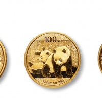  2009-2011年熊猫普制1/4盎司金币各一枚，各三枚