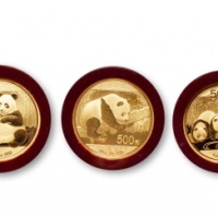  2013-2016年熊猫普制金币各一枚