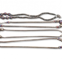  早期银镶珐琅项链共四条，共重：133g，老工，图案繁复精美，海外回流，保存完好