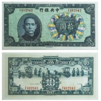  1937民国二十六年中央银行拾圆纸钞 PMG8005666-003 64  