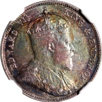  1902年香港2毫，带均匀包浆，NGC AU53，#6376742-015 Hong Kong, silver 20 cents, 1902, Edward VII on obverse, evenl