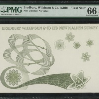  布拉德伯里威尔金森公司试印宣传票一组两枚，均PMG64EPQ-66EPQ（2） Bradbury, Wilkinson & Co. (GBR), a pair of test notes, no va