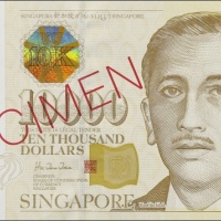  新加坡10000元票样 近未流通 SINGAPORE. Board of Commissioners of Currency. 10,000 Dollars