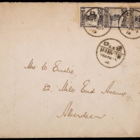  1923年汉口寄瑞典封，贴伦敦版帆船6分两枚、北京二版帆船4分（灰色）一枚