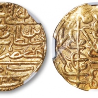  1520年奥斯曼帝国苏丹“大帝苏莱曼一世”时期金币一枚，重：3.51g，NGC AU55（4972152-007）