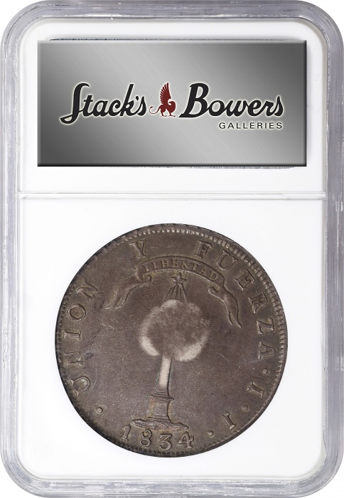  1834年菲律宾智利比索 NGC AU 55 PHILIPPINES. Philippines - Chile. Peso