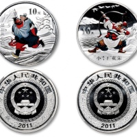  2011年中国古典文学名著《水浒传》(第3组)纪念彩色银币1盎司共2枚全套 NGC PF 69