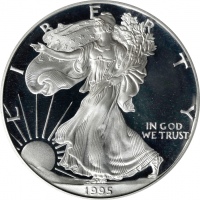  1995-W美国鹰洋银币首席雕刻师签名标签版 PCGS Proof 70 1995-W Silver Eagle