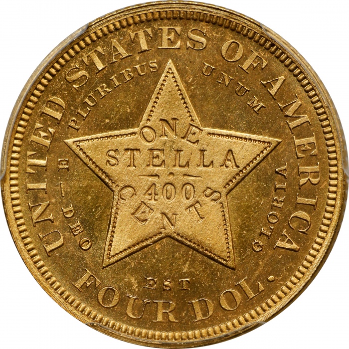 1879年飘逸长发4美元金币 PCGS Proof 65 1879 Four-Dollar Gold Stella. Flowing Hair