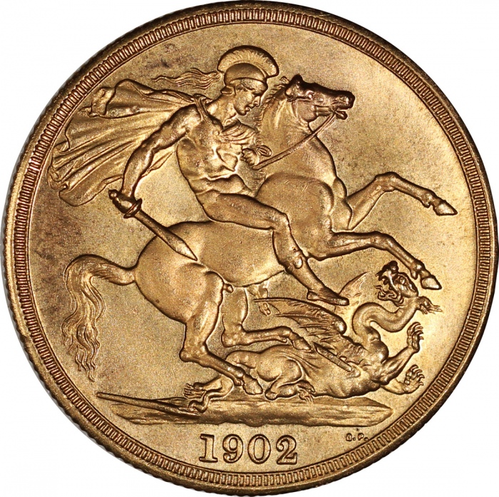  1902年英国2镑磨砂面金币臆造币，总含金量0.47安士，仅為金价，UNC，售后不设退换 Great Britain, counterfeit matte gold 2 pounds, 1902, u