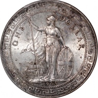  1908-B英国贸易银元，PCGS MS61，#43013199 Great Britain, Trade Dollar, silver $1, 1908-B, PCGS MS61. Cert.# 4