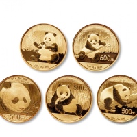  2014-2018年熊猫普制金币一套计一件含五枚