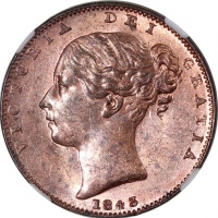  英国铜币3枚一组，包括1843年1/4便士(法新)，日期為亚拉伯1版别，以及1863及1890年1便士，分别评NGC UNC Details顏色有加工，MS63BN及UNC Details有清洗，#6