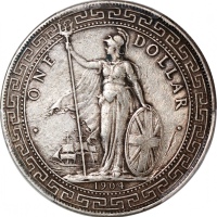  1904-B英国贸易银元，PCGS XF45，#35150024 Great Britain, silver $1, 1904-B, Trade dollar, PCGS XF45. Cert.# 3