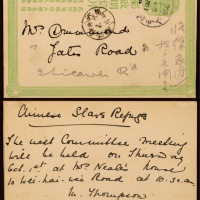  清三次邮资片1908年上海寄本埠，销上海戊申年九月初二英汉腰框大型干支戳，旁盖江苏上海同日期单圈干支戳